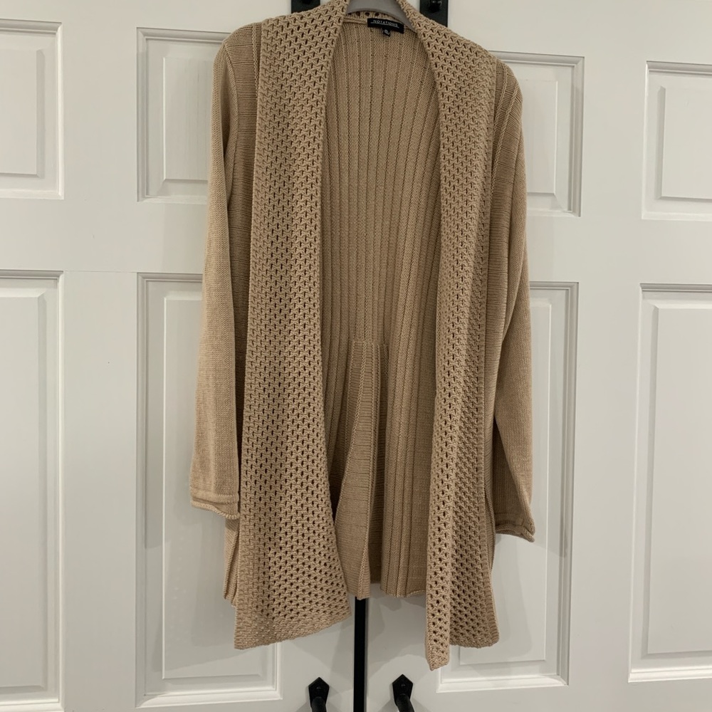 New, no tags, never worn, open cardigan. Very nice!